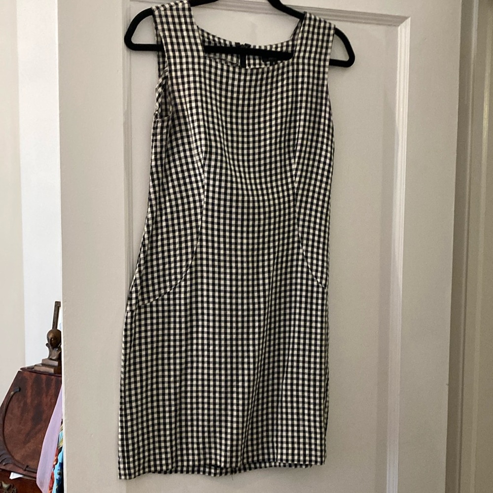 Philippe Adec Black and White linen Checkered summer Dress